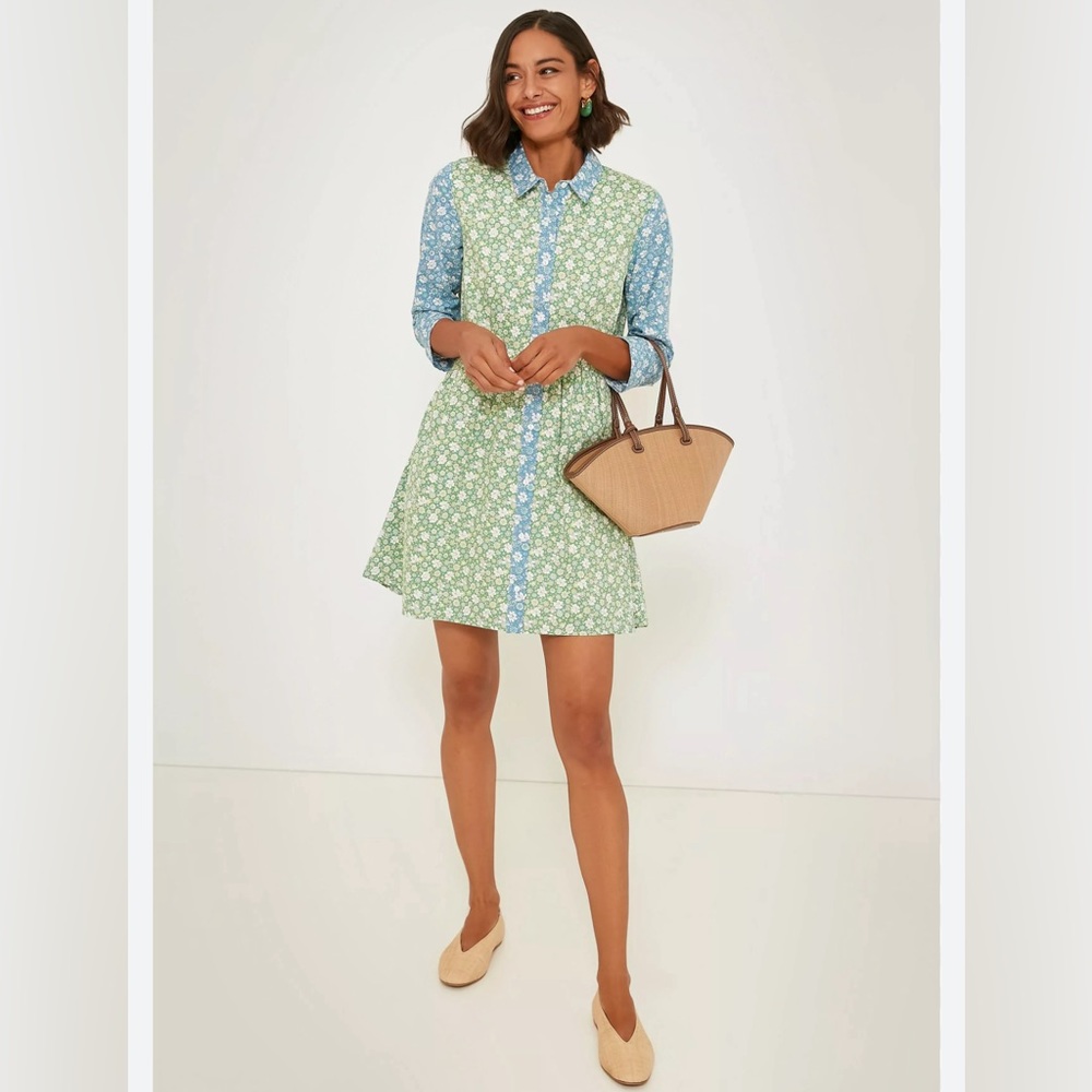 Tuckernuck Hyacinth House Floral Print Blocked Celeste Shirt Dress
